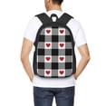 thumbnail image 4 of Balery Heart Black Buffalo Plaid Gingham Mochila para hombre y mujer - Tela Oxford 600D resistente - Gran capacidad, resistente al agua, ideal para la escuela, viajes y senderismo, 4 of 6