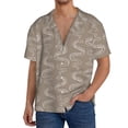 thumbnail image 7 of Lsque Hand Drawn Snake print Men's Cuban Collar Short Sleeve Shirt Summer Beachwear Casual Button Down Fashionable Vacation Leisure Shirt-3X-Large, 7 of 7