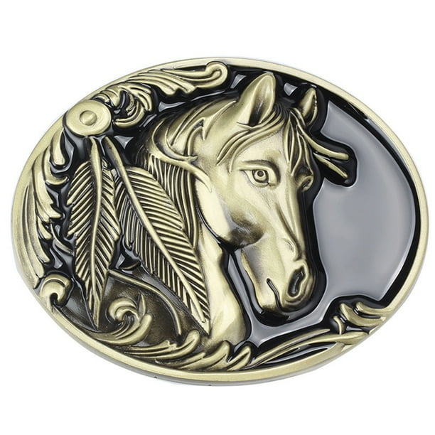 keepw Unique Horse Buckle For Men Belt Vintage And Durable Retro Alloy Western Horse Head Belt Buckle bronze