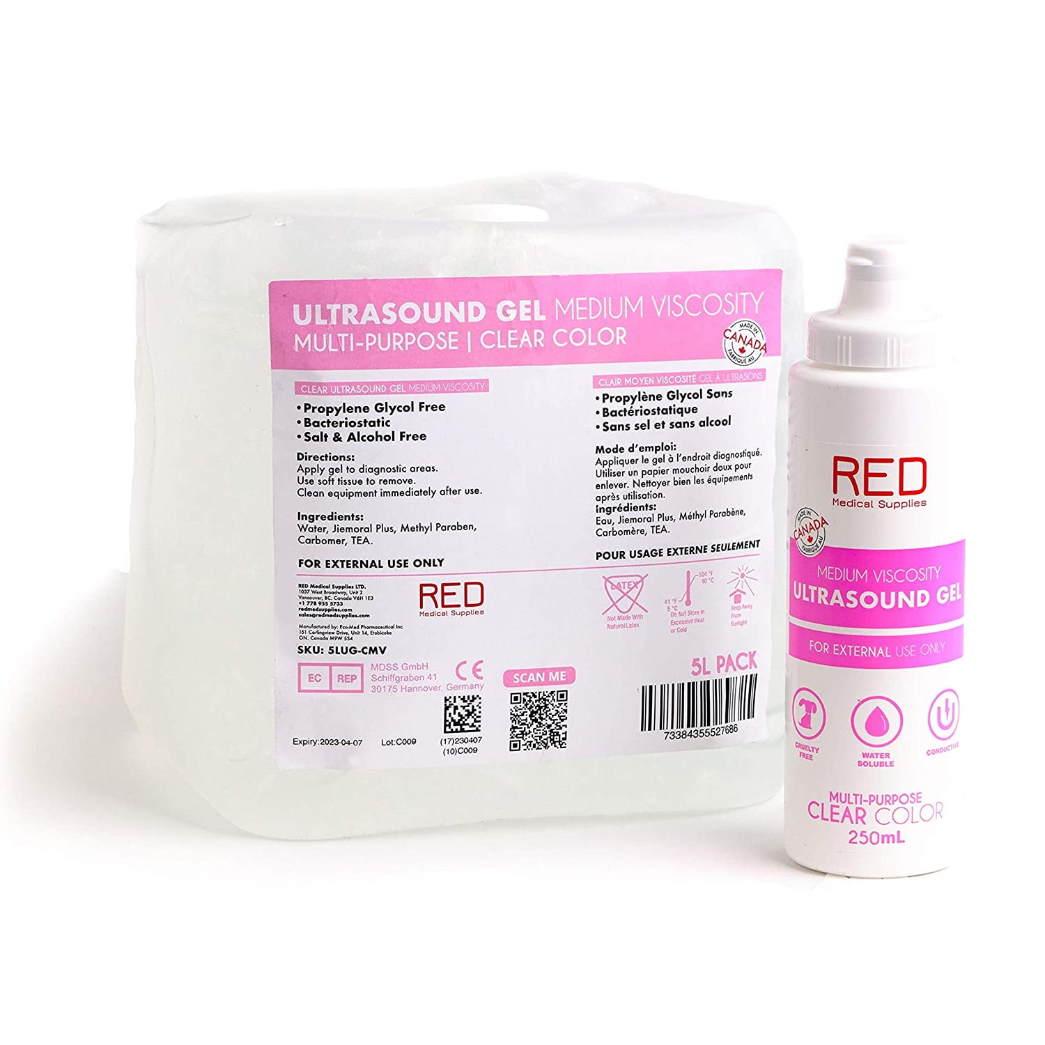 5L Ultrasound Gel Clear Medium Viscosity TENS Gel 250ml Bottle Included Walmart Canada