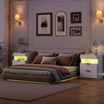 thumbnail image 5 of Homfa White Nightstand with 2 Drawers Set of 2, Sofa Table with Charging Station & LED Lights for Living Room, Modern Wooden Storage Cabinet for Bedroom, 5 of 10