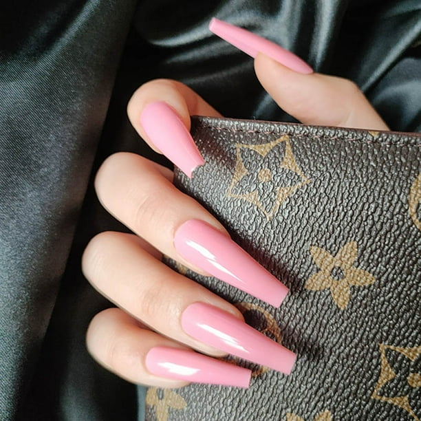 24pcs Super Long Peach Pink Coffin False Nails Walmart Com
