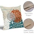 thumbnail image 4 of Teal Orange Pillow Covers 16x16 Dahlia Flower White Gray Elegant Colored Throw Pillows Farmhouse Outdoor Decor for Home Living Room Sofa Bed Modern Floral Linen Square Cushion Case, Set of 2, 4 of 6
