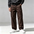 thumbnail image 5 of DYTTDG Men’s Drawstring Cargo Pants, Elastic Waist Full Length Straight Leg Trousers with Multi Pockets, Solid Color Casual Wear for Daily Walking & Outdoor, 5 of 8
