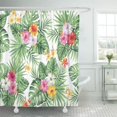 thumbnail image 1 of Cortina de ducha ABPHQTO Verde tropical hawaiano con hojas de palmera y flores 165x180 cm, 1 of 2