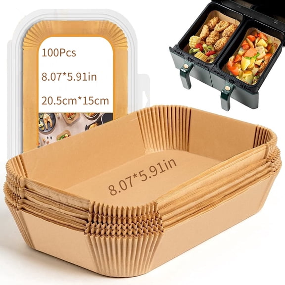 Cfweater Air Fryer Liners Rectangular Disposable 100 Count 20.5 x 14 cm