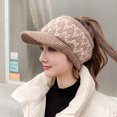 thumbnail image 1 of Gorro de lana para mujer, cálido, suave, tejido con cola de caballo, gorro de invierno para exteriores, nieve, ocio, moño desordenado BANYUO Hogar, 1 of 1
