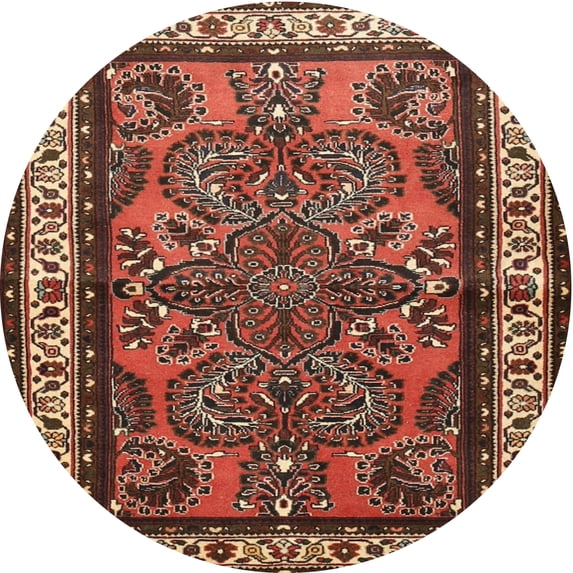 Ahgly Company Indoor Round Traditional Saffron Red Persian Area Rugs, 3' Round
