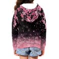 thumbnail image 2 of POLERO Girls Zip Up Cropped Hoodies Teen Long Sleeve Pink Peach Blossom Print Sweatshirts Kids Fall Casual Jacket with Pockets, 6-7 Years, 2 of 7