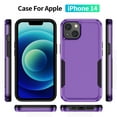 thumbnail image 2 of for iPhone 14 Case, Dual Layers Shell Hard PC + Soft TPU Back Shell Heavy Duty Military Drop Protection Rugged Shockproof Hybrid Case for iPhone 14, Purple+Black, 2 of 8