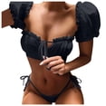 thumbnail image 1 of Gibobby Conjunto de Bañador Sexy Traje de baño de color sólido con relleno Bikini Conjunto de traje de baño para mujer Ropa de playa Trajes de baño de do(Negro,CH), 1 of 5