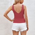 thumbnail image 4 of Gibobby Verano mujer sin mangas Sexy cuello en V profundo Color sólido camiseta sin mangas Casual Slim chaleco blusa(Rojo,XG), 4 of 5