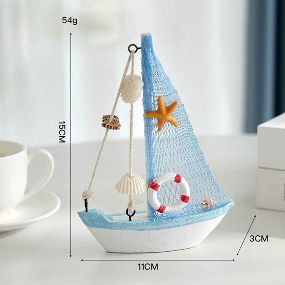 CIMAXIC Party Miniature Sailboat Model Decor: Mini Wooden Nautical Boat Ornament Sailing Boat Decoration For Home Decor Beach Themed Party Supplies Photography Props,5.91"X4.33"X1.18"