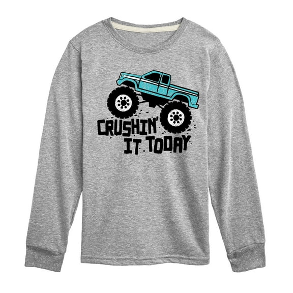 Instant Message - Transportation - Monster Truck Crushin' It Today - Toddler & Youth Long Sleeve Graphic T-Shirt