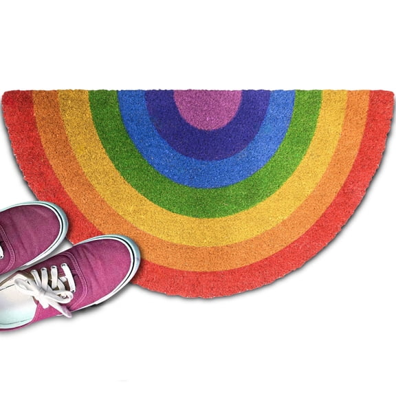 MAINEVENT Rainbow Half Round Doormat 30x17 Inch, Summer Outdoor Welcome Mat for Outside