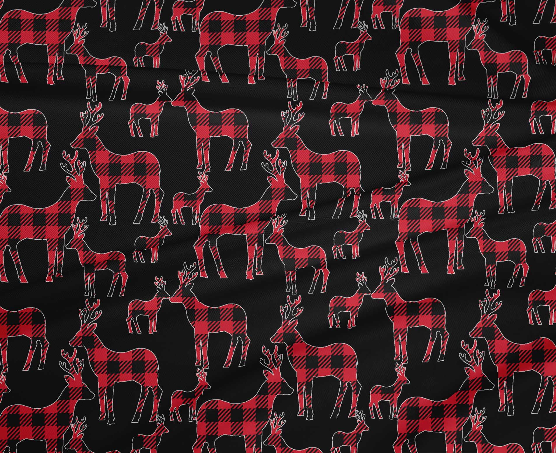 oneOone Polyester Spandex Black Fabric Merry Christmas Diy Clothing Quilting Fabric Print Fabric By Yard 56 Inch Wide-YU8