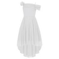 thumbnail image 3 of inlzdz Girls Elegant Off Shoulder Dress Pleated A-Line Asymmetric Chiffon Wedding Party Dresses White 12, 3 of 5