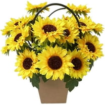 4 Bunches Artificial Flowers Sunflower Bouquets with Stems Silk Sunflowers Fake Yellow Flowers for Wedding Decor, DIY Garden Craft Art Decor, Party Decor, Home Decoration, Bride Holding Flowers
