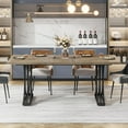 thumbnail image 4 of Tribesigns Modern Dining Table for 4 people, 63-Inch Rectangular Kitchen Table with Heavy-Duty Trestle Leg, Grey+Black（Chair Not Included）, 4 of 7