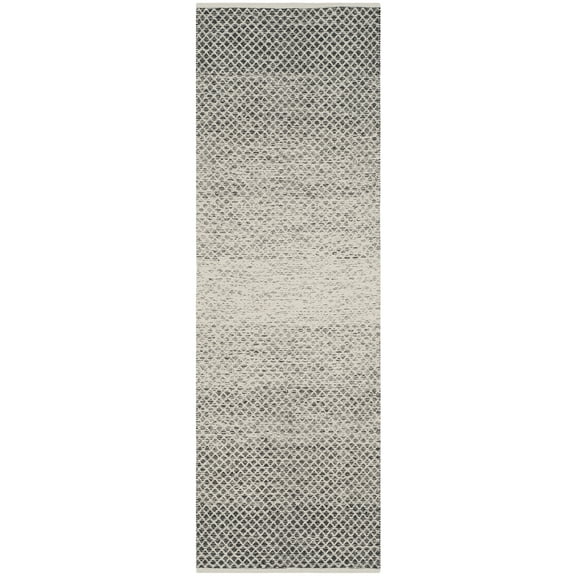 SAFAVIEH Montauk Vaughn Geometric Cotton Runner Rug, Black/Ivory, 2'3" x 13'