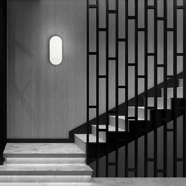 Lámpara de Pared Inteligente con Sensor de Movimiento Led y Control Por Voz para Pasillos y Escaleras, Luz Nocturna Automática de Plástico Blanco, Alcance de 4 a 8 M, 22,5 X 10 X 3 Cm.