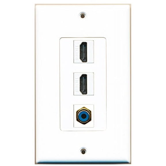 RiteAV - 2 Port HDMI and 1 Port RCA Blue Decorative Wall Plate