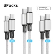 USB C to USB C Cable [3/6/6 FT, 3-Pack], Fast Charging USB Type C Charger Cable Compatible for iPhone 15 Samsung Galaxy S22 S21 S20 Ultra 5G Note 20/10, Pixel 7 6 Pro 5 4 3 2 XL & USB-C Laptop Tablet