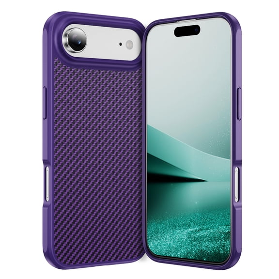 for iPhone Air Case Carbon Fiber Texture – Slim Fit Shockproof Protective Back Cover with TPU Frame, Lightweight & Stylish Hybrid Design for Men & Women for iPhone Air, Purple