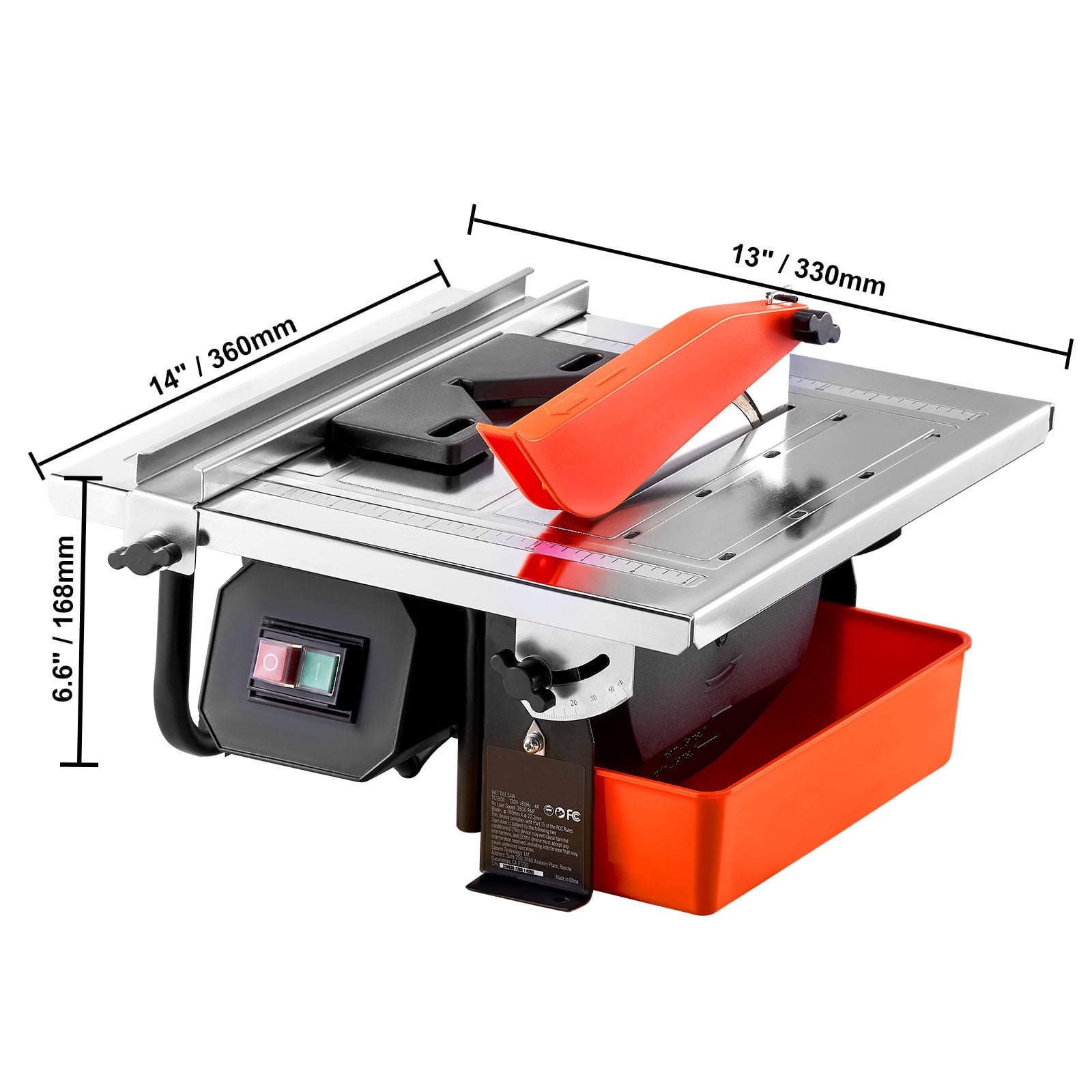 SKYSHALO Wet Tile Saw, 7-inch 65Mn Steel Blade, 3500 RPM Induction Motor, 0-45 Degrees Miter Angle for Cutting Tiles and Stones, Stainless Steel Deck for DIY