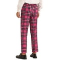 thumbnail image 3 of INSPIRE CHIC Plaid Dress Pants for Men's Slim Fit Straight Leg Formal Tartan Printed Pants 30 Rose Red, 3 of 5