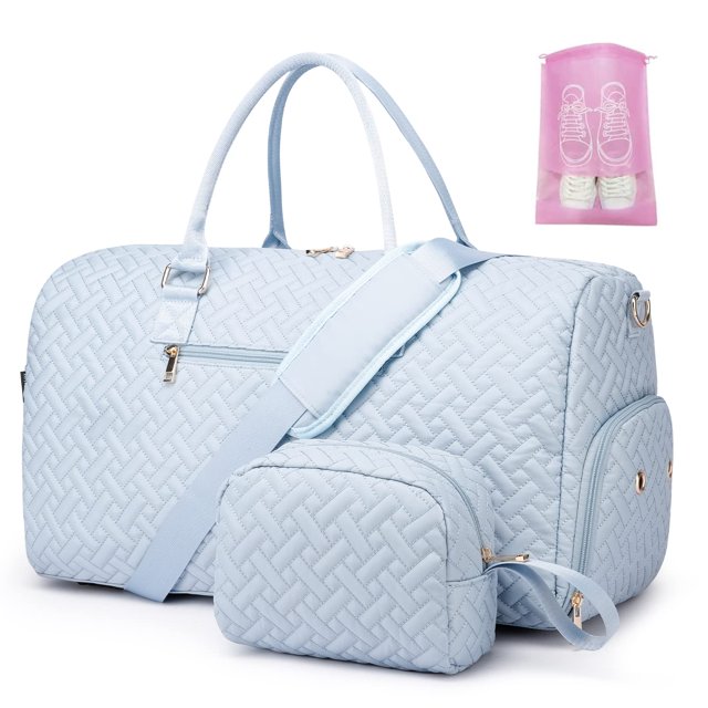 Bolsa de viaje BAVERGE Weekender para gimnasio, viajes y mujer, azul
