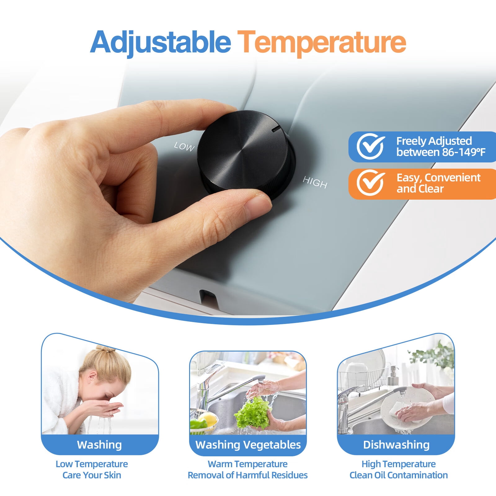 Anqidi 1500W 8L Electric Water Heater Under Sink Instant Hot Water Heater 2.1 Gallon Mini Small Water Tank Boiler IPX4 Waterproof Kitchen Bathroom Shower Heating Tank 110V