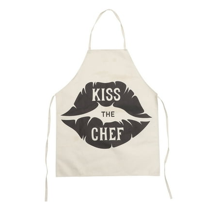 

aprons with pocket Fashion Kiss The Chef Pattern Cotton Linen Kitchen Cooking Aprons Double Seam Sewing Clear Pattern Workplace Restaurant Aprons for Women Men (Black White Style 6)