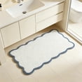 thumbnail image 4 of Ivory Scallop Cotton Bath Rug, Soft & Absorbent Blue Scalloped Edge Bath Mat, for Living Room, Bedroom, Entryway, 15.7" x 23.6", 4 of 6