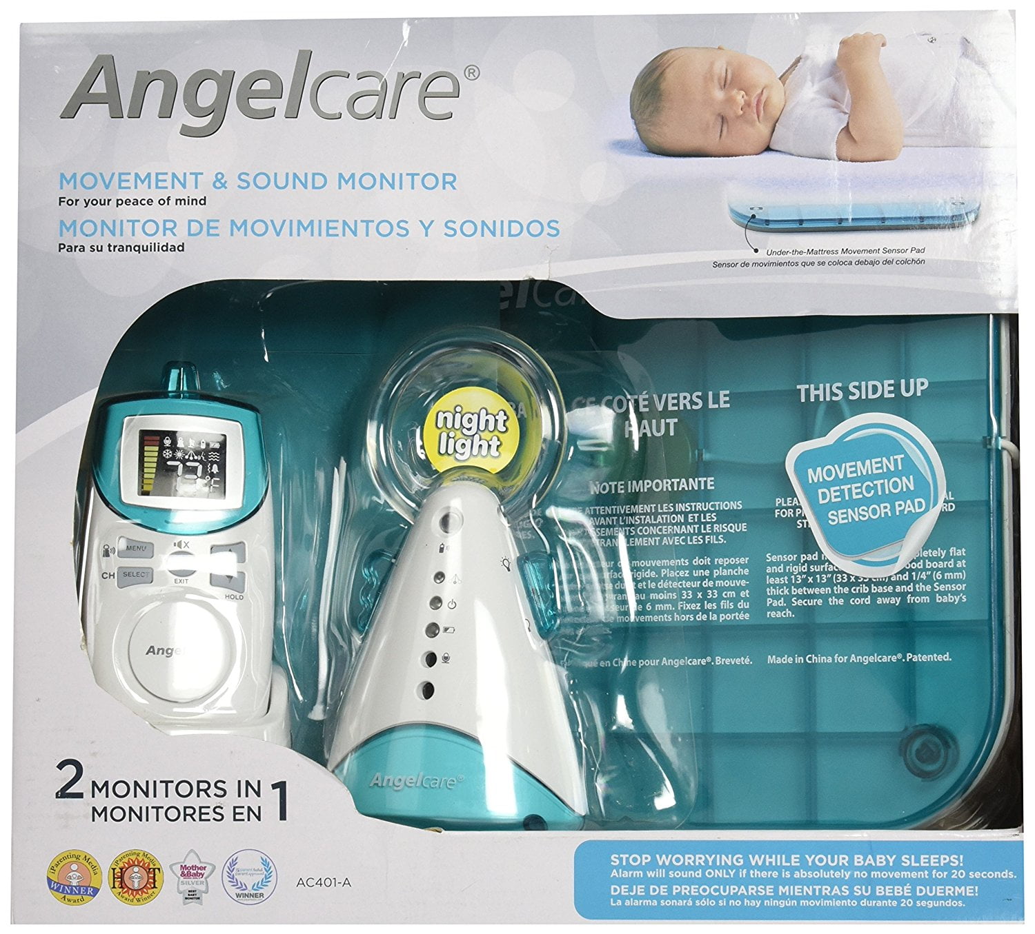 Angelcare Baby monitor AC117-D with motion monitoring - safe sleep for  babies