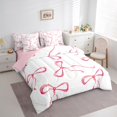 thumbnail image 3 of jejeloiu Pink Cute Bowknot 7-Piece Twin Bedding Sets,Kawaii Bow Tie Bedding Comforter Set,Chic Ribbon Bowtie Sheet Sets For Girls,Microfiber Bedroom Decor Reversible, 3 of 8