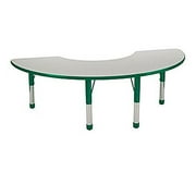 Early Childhood Resources ELR-14120-GGN-SS 36 x 72 in. Half Moon Adjustable Activity Table with Standard Legs, Swivel Glides - Gray & Green