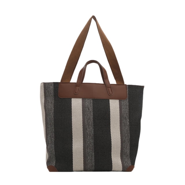 Bolsos Hobo Tipo Cubo Con Hombro A Rayas para Mujer Gran Capacidad ()