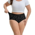 thumbnail image 3 of INNERSY Women's Plus Size Cotton Underwear XL-5XL High Waisted Briefs Panties 5-Pack(5XL,BlackLily), 3 of 8