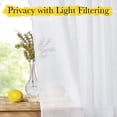thumbnail image 4 of Bathroom Window Curtains, Rod Pocket Semi Sheer Linen Drapes Short Small Curtains Privacy with Light Filtering for Kitchen/Nursery, White, W52 x 45", 2 Panels, 4 of 5