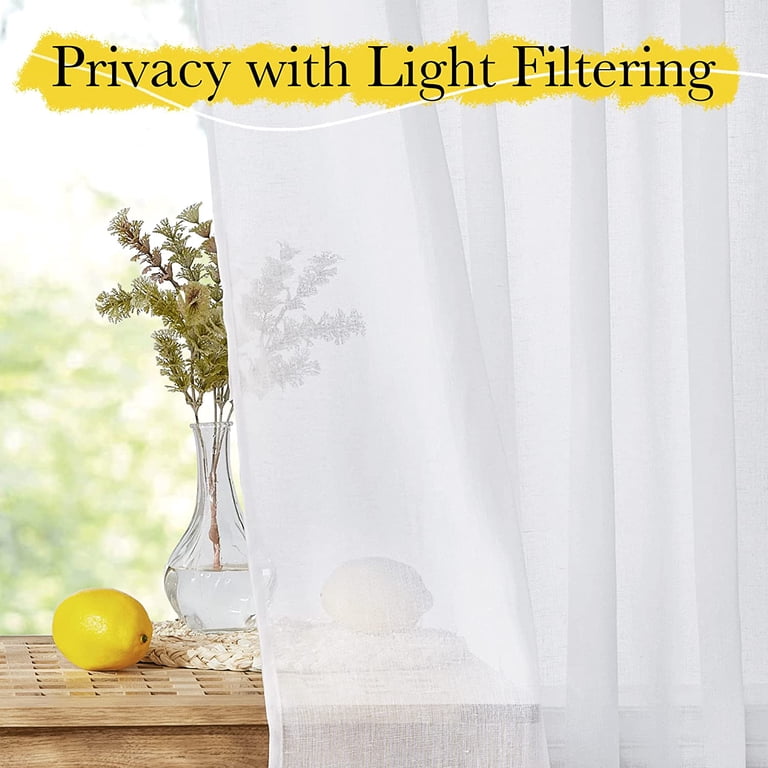 Short Kitchen Curtains, 2PCS 60x45cm Semi-Sheer Net Curtains With Eyelets, For Small Windows, Bathroom, Or Café Style-511459