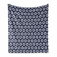 thumbnail image 1 of Indigo Soft Flannel Fleece Throw Blanket, Grunge Abstact Geometrical Design with Sketchy Round Rectangulars Image, Cozy Plush for Indoor and Outdoor Use, 70" x 90", Dark Blue and White, by Ambesonne, 1 of 6
