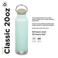thumbnail image 2 of Klean Kanteen Classic Insulated Water Bottle with Loop Cap - Stainless Steel Drinking Bottle for Hot & Cold Beverages - Dishwasher-Safe Travel Bottle - Blue Tint, 20 oz, 2 of 7