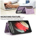 thumbnail image 4 of Allytech Slim Case for Samsung Galaxy S21 Ultra 5G 6.8 inch 2021, Premium PU Leather Flip Wallet Back Cover with Card Holder Magnetic Button Shockproof Men Women Case for Galaxy S21 Ultra, Purple, 4 of 6