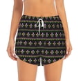 thumbnail image 2 of Vsdgher Mardi Gras Fleur de Lis Print Women's Running Double Layer Shorts High Waisted with Pockets Elastic Yoga Workout Athletic Gym Sports, 2 of 8