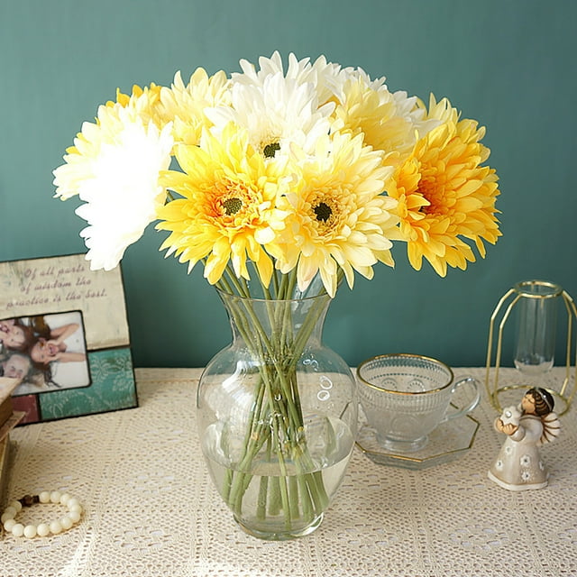 Gwong Decoración hogareña Crisantemo artificial realista Hermoso hermoso Ornamental Seda artificial Chrysanthemum Flower Decoration para el hogar Gwong 21066125