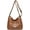 Brown, variant on Ladies Crossbody Bag Multi Zip Pocket Shoulder Bag Large Capacity Handbag Leather Satchel Vintage Purse