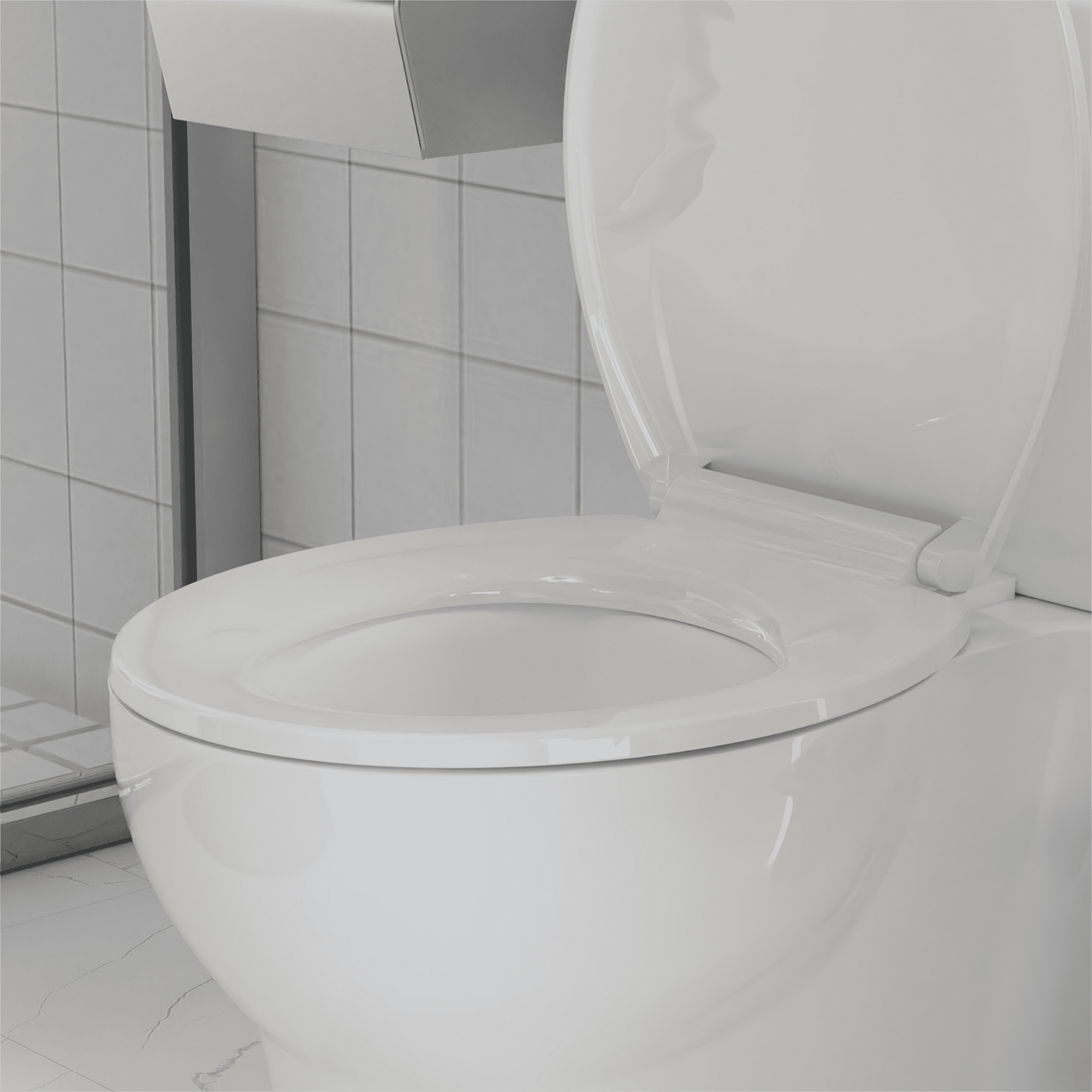 Round Toilet Seat, Quiet Close Cover and Seat, Easy to Clean and Stain-Resistant, Residential Standard Toilet Seat with Lid, Secure Plastic Hinges, Easy to Install, Biscuit
