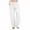 White 1, variant on Womens Cotton Linen Pants Drawstring Waist Straight Leg Lounge Pants for Women Solid Color Slacks with Pockets Sizes S-4XL
