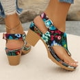 thumbnail image 6 of NOKIO Women's Square Heel Sandals Beach Slope Heel Split Toe Slippers Hollow Casual Slippers Slope Bottom Shoes Retro Sandals, 6 of 8